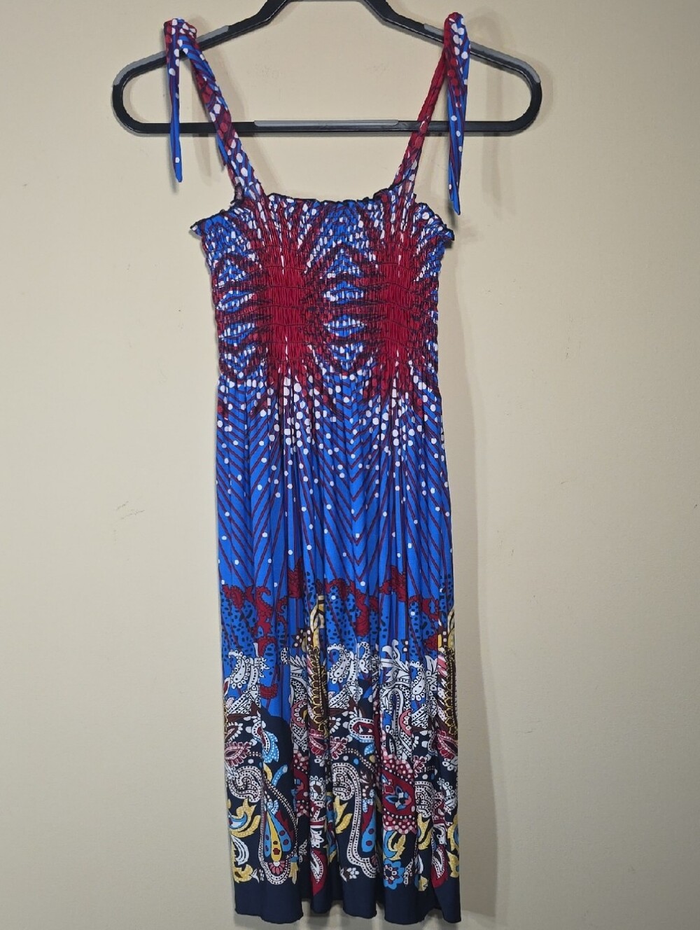 WinWin Blue & Red Tie-Shoulder Mini Dress